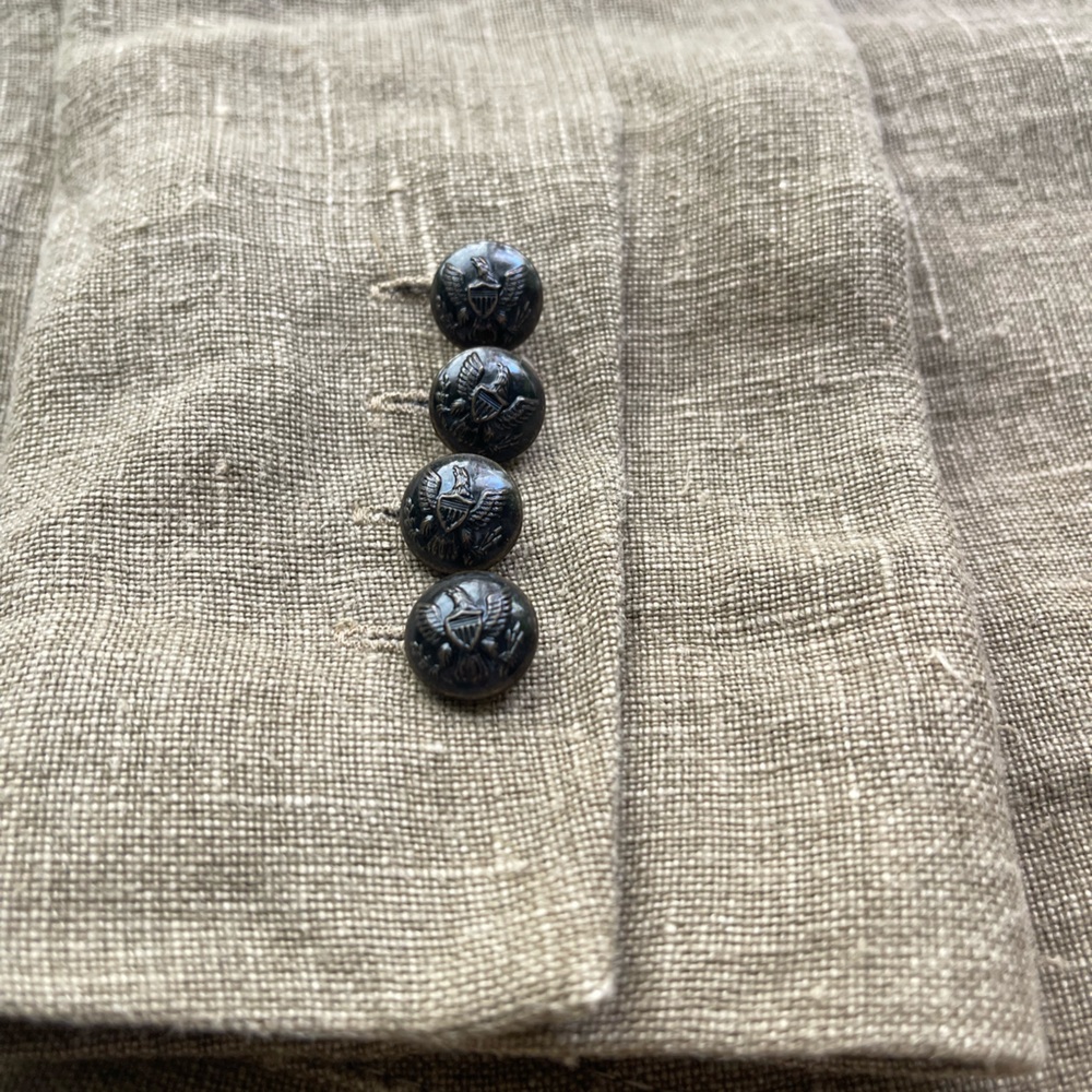 Smythe-  Patch Pocket Puff Sleeve Linen Blazer. - Picture 7 of 9